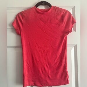 Coral Mock Neck Tshirt